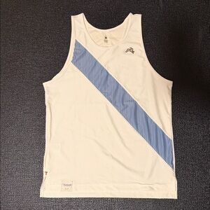 Tracksmith White and Blue Men's Tank Top
